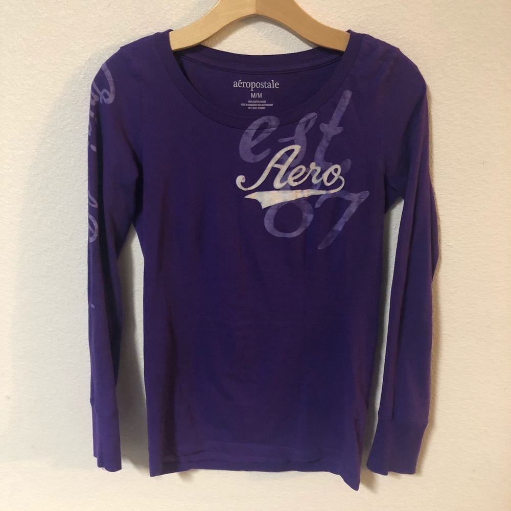 AEROPOSTALE PURPLE/WHITE LONGSLEEVE T-SHIRT